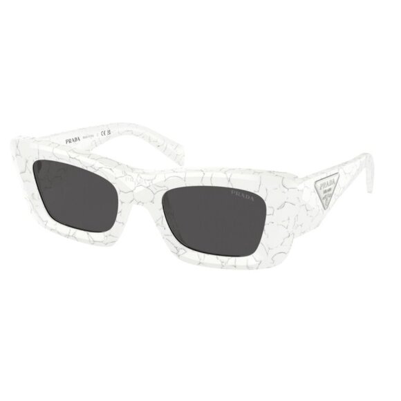 NWT PRADA SUNGLASSES WOMEN WHITE RECTANGULAR EYEWEAR PRADA NEW - Picture 1 of 3